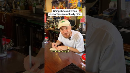 Being shocked when customers are nice #hospitality #bartender #comedy #service #work