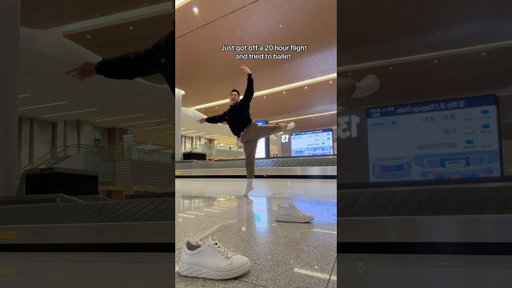 Probably should have stretched first 😂bonus points if you can guess what city I landed in🤭 #ballet