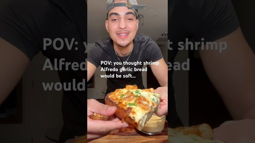 I Thought I Was Making Soft Shrimp Alfredo Garlic Bread… I Was Wrong
