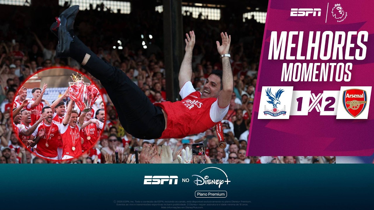 ARSENAL SE DESPEDE EM GRANDE ESTILO DA PREMIER LEAGUE, VENCE O  PALACE E LEVANTA TAÇA DE CAMPEÃO