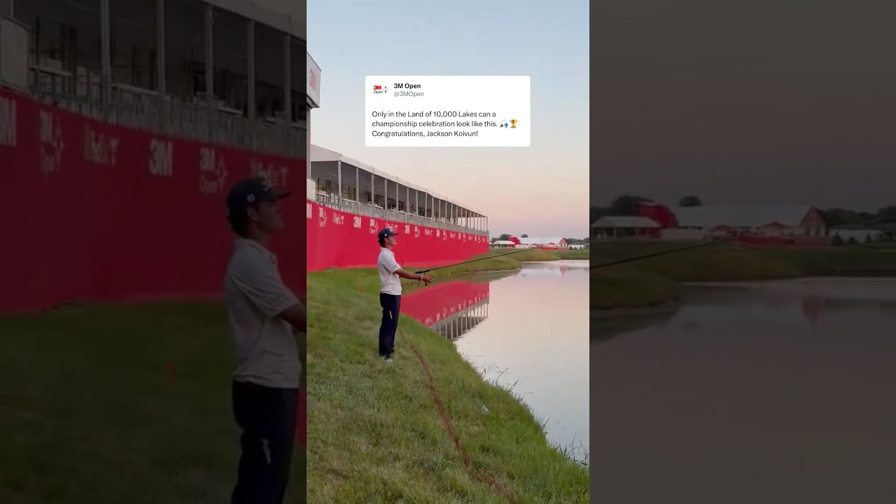 Jackson Koivun celebrates FIRST PGA TOUR WIN by FISHING after 3M Open