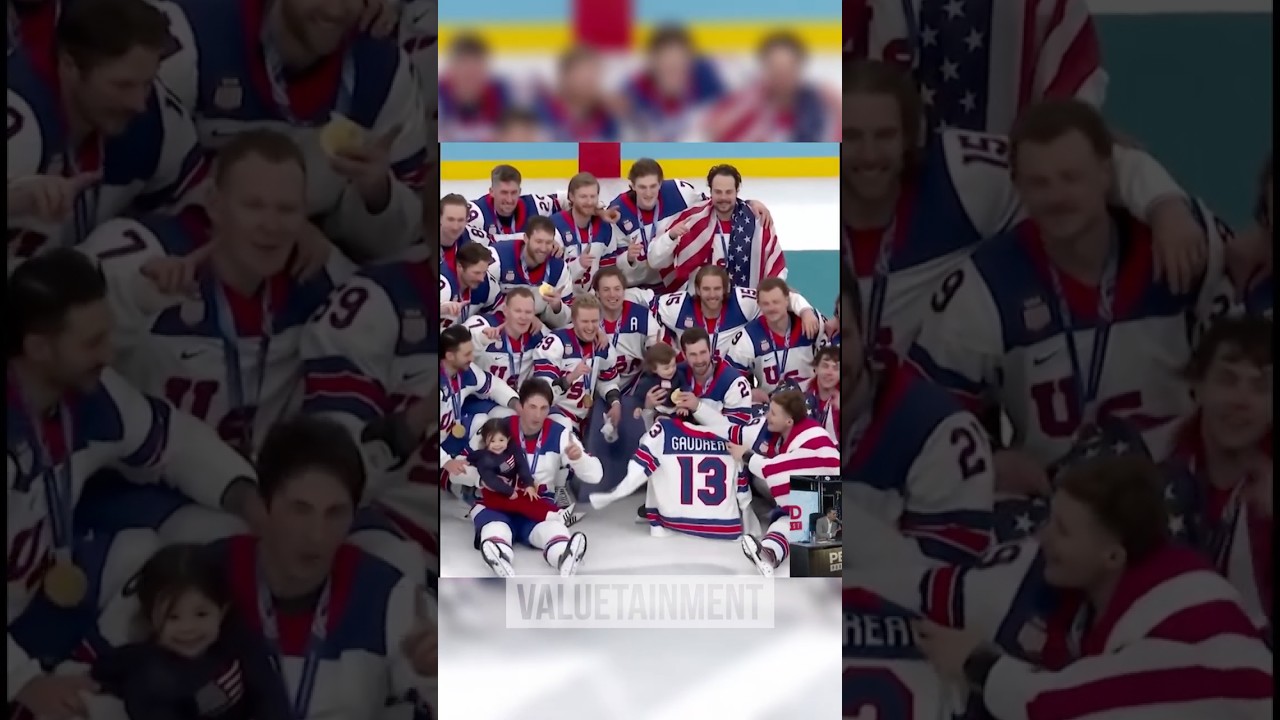 USA Hockey Celebrates With John Gaudreau Jersey