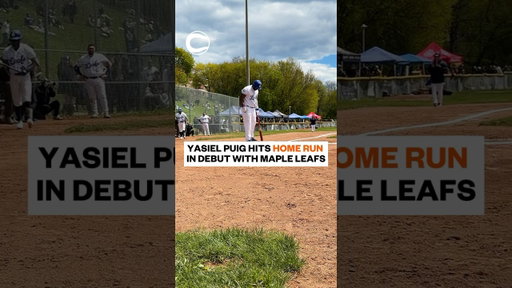 Yasiel Puig goes YARD in Canadian Baseball League debut 👀 #mlb #dodgers #bluejays