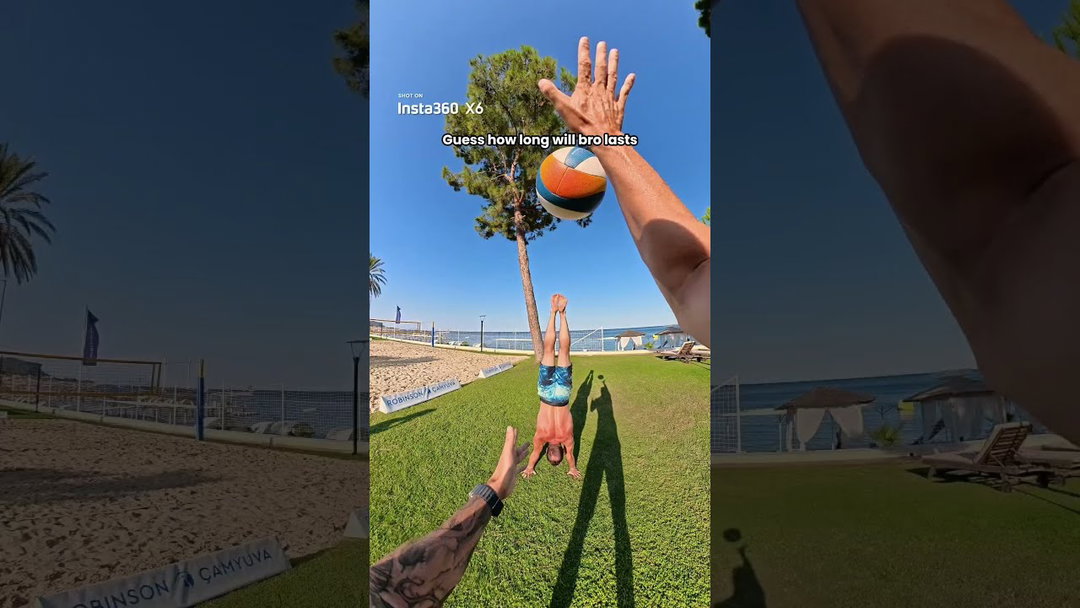 Ultimate friendship test: Upsidedown volleyball catch. 🏐 | Insta360 X6 #shorts