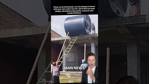 Massive Water Barrel Removal Attempt | Man News (via joulee_bagus/ig) #waitforend #mannews #reaction