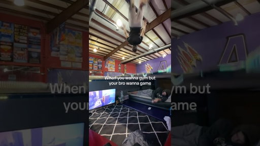 When you wanna gym, but bro wants to game 👀 #game #trampoline #secretgamingroom #viral