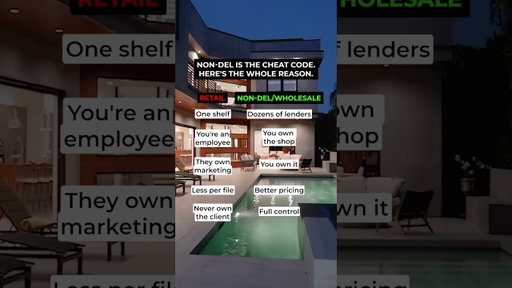 Non-Del is the mortgage cheat code. Retail limits you, Non-Del gives you ultimate leverage!