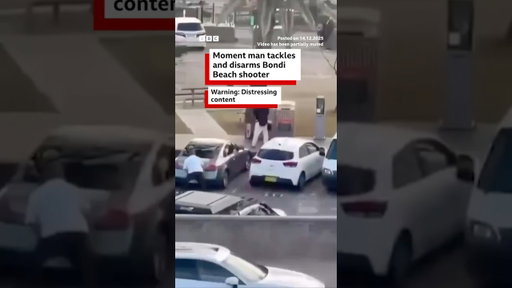 Eyewitness captures moment man tackles and disarms Bondi Beach shooter. #Australia #BBCNews