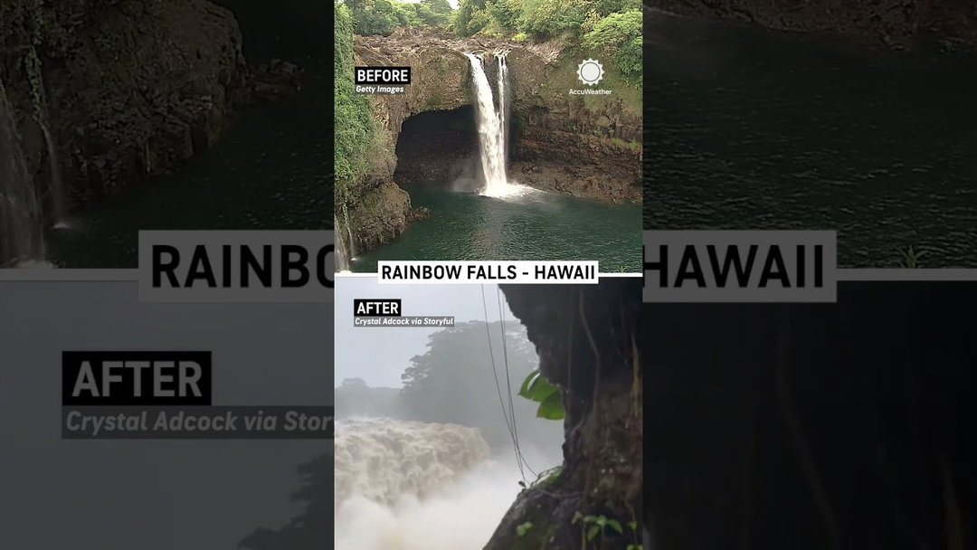 Hawaii's Rainbow Falls Roaring After Hurricane Lala