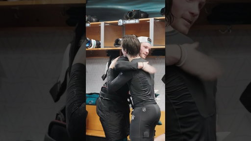 Ty Dellandrea gets the game necklace!  #hockey #nhl #sharks