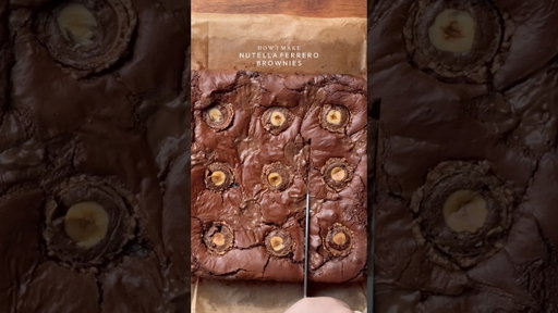 Nutella ferrero brownie🤤#brownie #nutella #ferrero #chocolate #recipe #baking #shorts #dessert