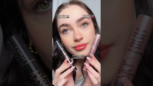 pink🩷 vs. black🖤 maybelline sky high mascara battle✨ can you tell a difference?👀