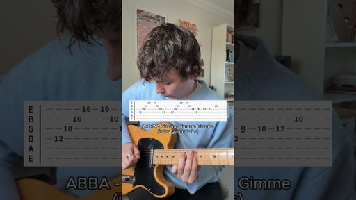 How to play the ABBA - Gimme Gimme Gimme synth riff on guitar (tabs) #abba #guitartabs #fender