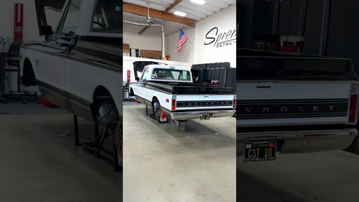 C10 looking beautiful on the lift! #c10 #chevytrucks #classictrucks #classiccars #classiccar #shiny