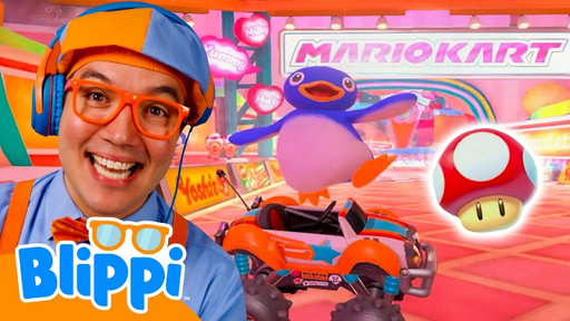 Mario Kart World Racing! 🏎️🐧 Blippi Vehicles | Learning Videos for Kids