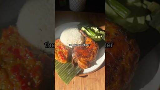 I crave for this dish at least once a week! You have to try it! Ayam penyet with spicy sambal 😋
