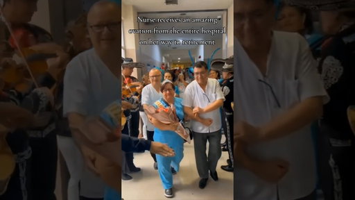 Nurse receives an amazing ovation from the entire hospital on her way to retirement.