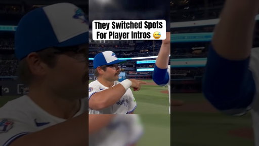 Davis Schneider and Trey Yesavage were in the wrong spots for their player intros 🤣 #BlueJays
