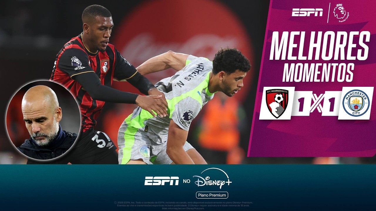 MANCHESTER CITY EMPATA COM O BOURNEMOUTH E DÁ ADEUS AO SONHO DE TÍTULO DA PREMIER LEAGUE | COMPACTO
