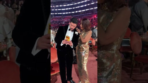 Gayle King takes a selfie with Bad Bunny at the #GRAMMYs