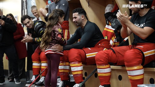 How cute is this?! Naylah Kadri reads the starting lineup ahead of her dad's big night