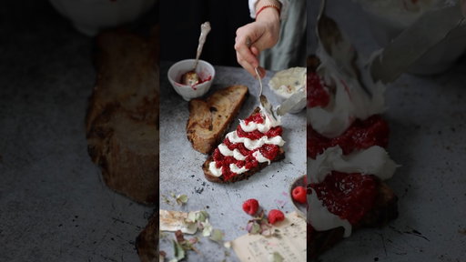 Sourdough Bread with Homemade Raspberry Jam & Mascarpone Cheese 💕 #food