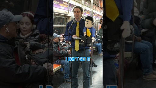 A ventriloquist does stand up on the subway. #ventriloquist