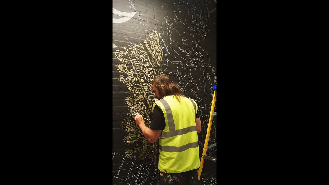 Creating the Hendrix mural in the Marshall Amps Factory