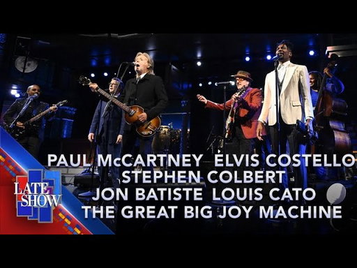 "Jump Up / Hello Goodbye" Paul McCartney, Elvis Costello, Jon Batiste, Louis Cato & Stephen Colbert