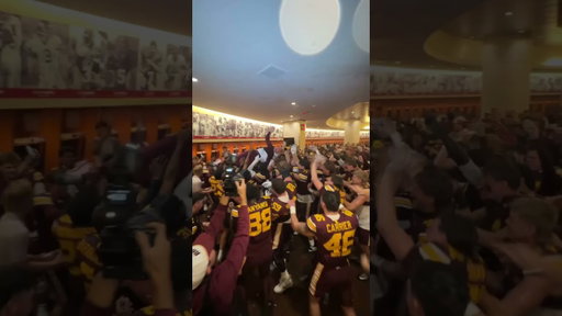 Minnesota Football Postgame Locker Room Celebration After Win Over Michigan