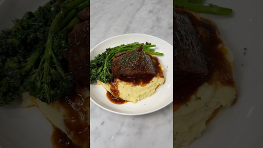 Braised Short Ribs with Chive Mashed Potatoes and Broccolini