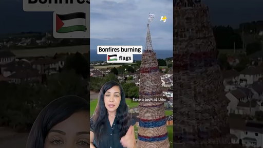 Irish and Palestinian Flags Burned at Bonfires in Northern Ireland